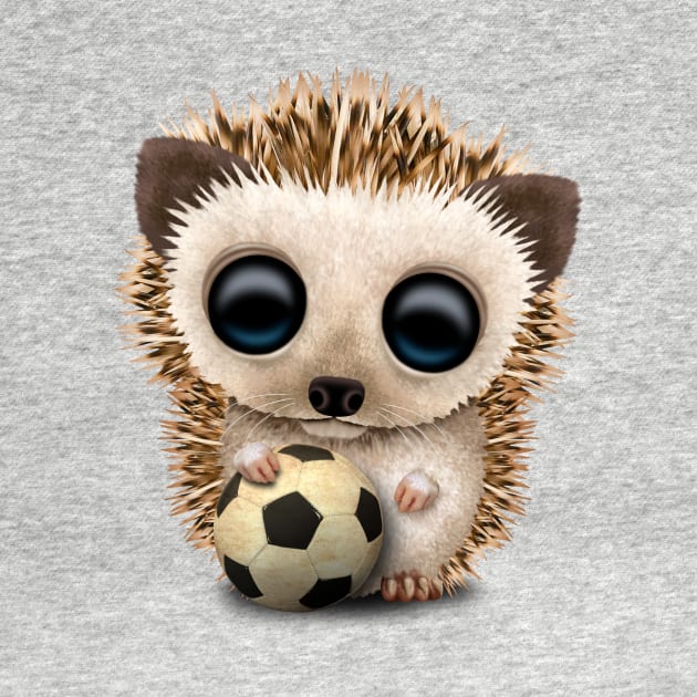 Cute Baby Hedgehog With Football Soccer Ball by jeffbartels
